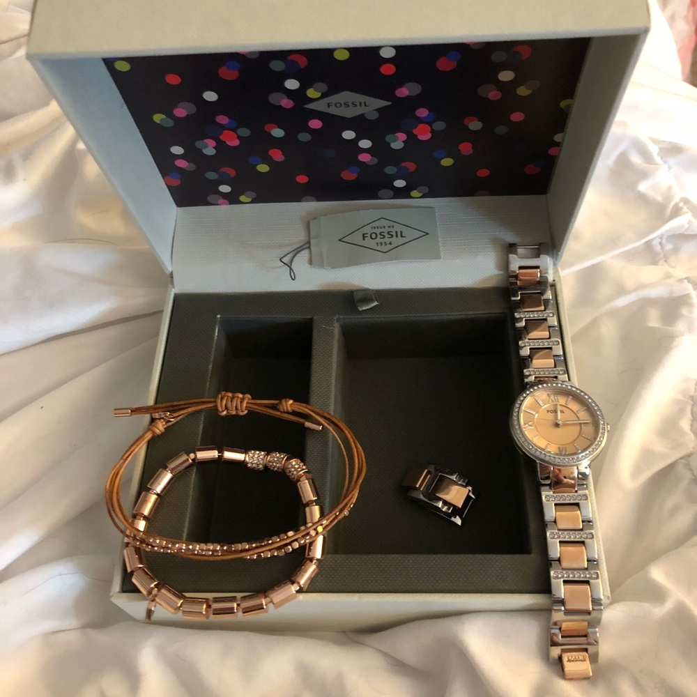 Fossil Rose Gold Watch Set (NWOT)